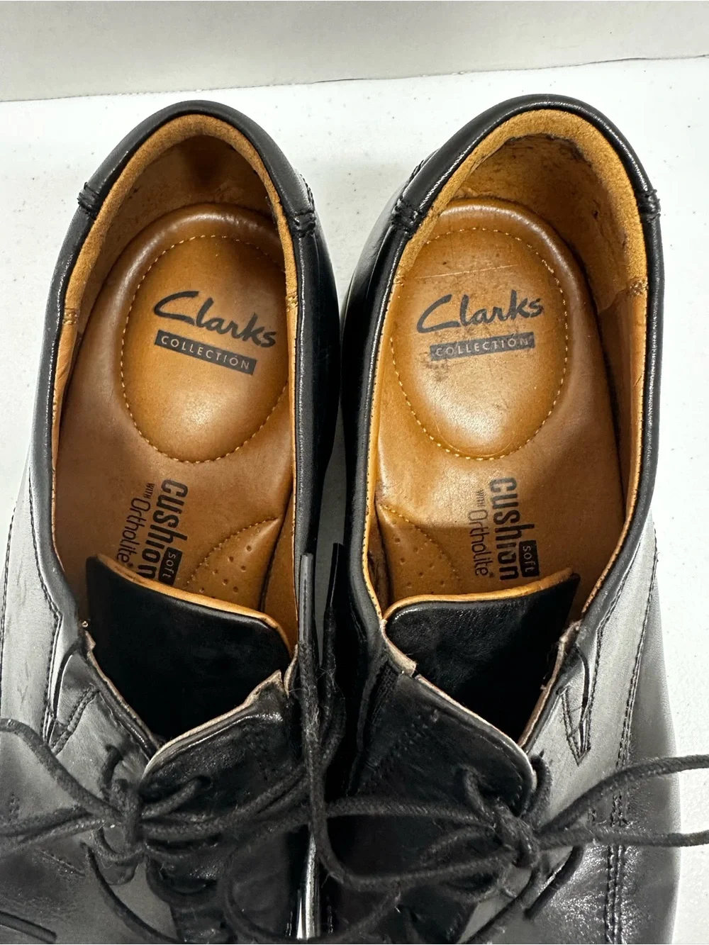 Clarks Collection Black Leather Oxford Dress Shoes Men’s 11.5 Cushion Soft